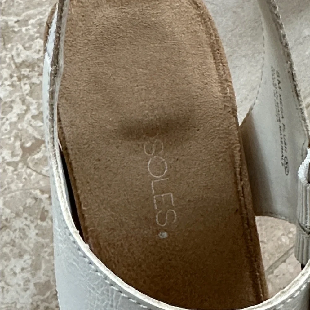 Aerosoles White Wedge Sandals with Cork Heels - Picture 6 of 8